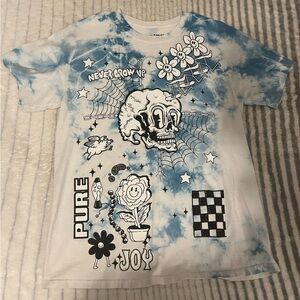 ALO Yoga Blue and White Tie-Dye Short Sleeve Tee